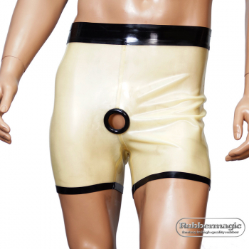 latex shorts with latex cockring, latex playwear, latex trousers, Latex shorts, Rubbermagic, Latex clothing, rubber clothing