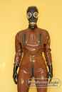 Men latex bat cat with attached gasmask and breast zippers
