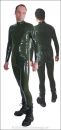 Latex catsuit for men with 2 breast zippers